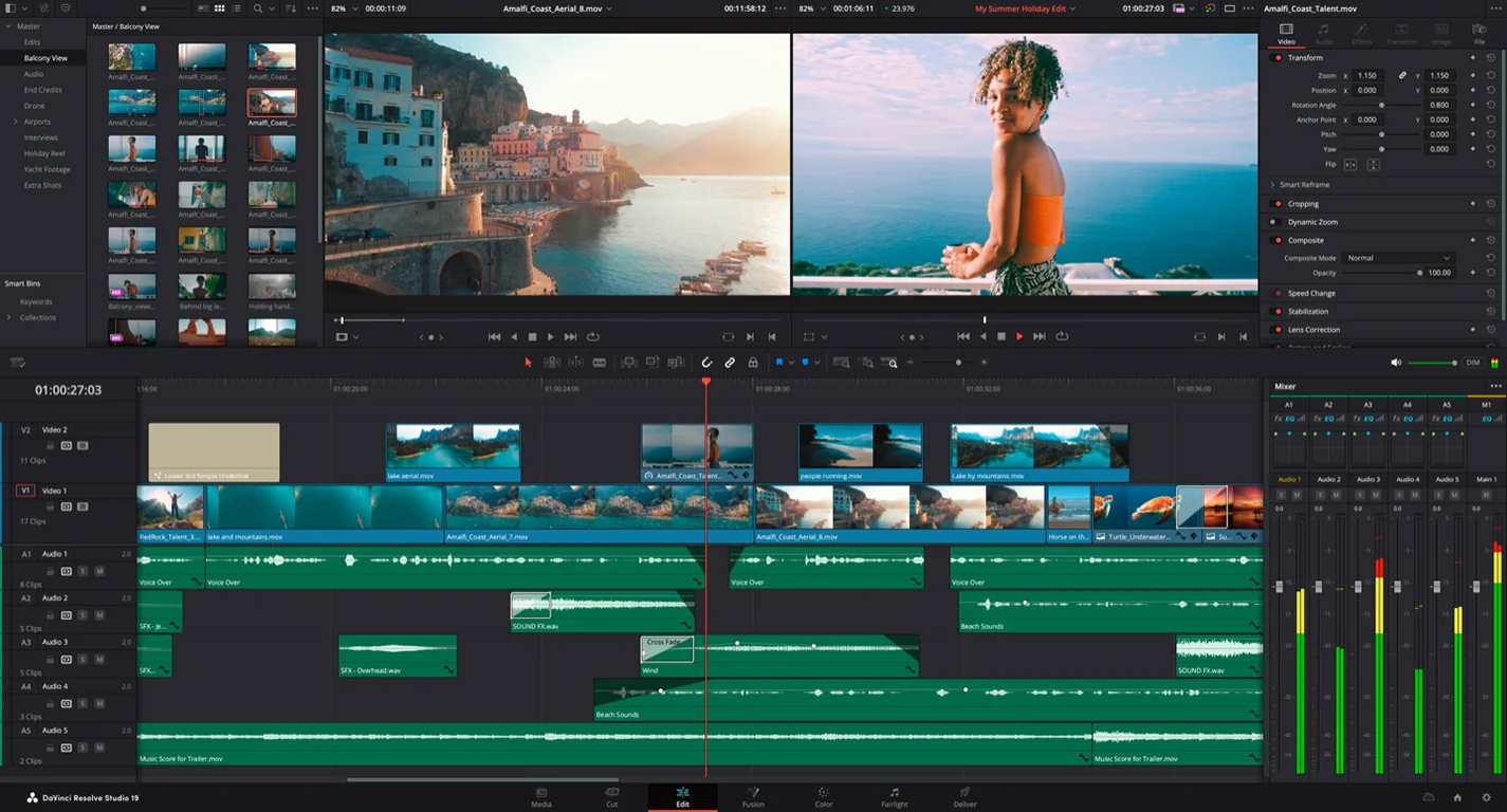 DaVinci Resolve – sekcja do edycji
