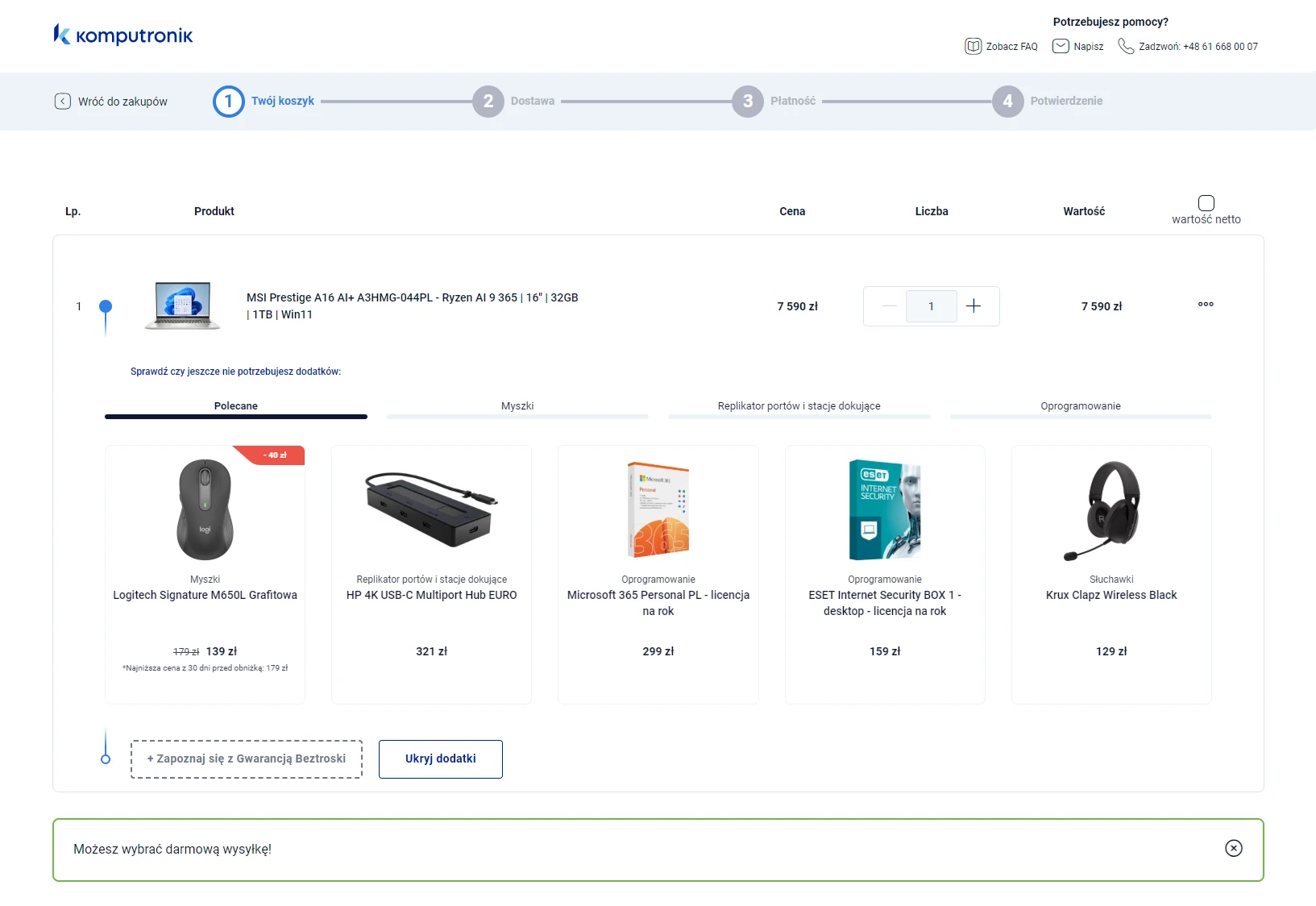 Corss-selling w koszyku wieloetapowym