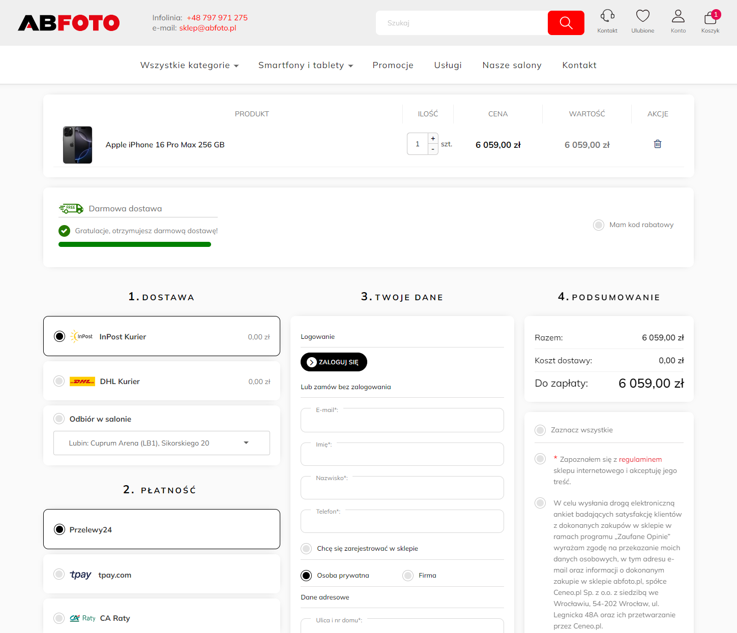 One step checkout w AB Foto