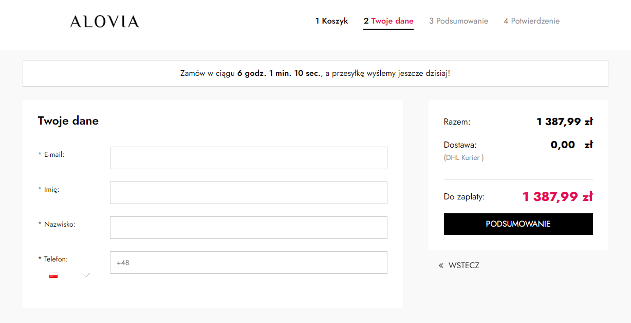 Przykład koszyka wieloetapowego