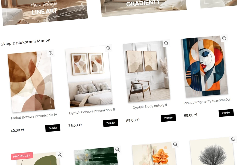 Strona główna sklepu internetowego Manon